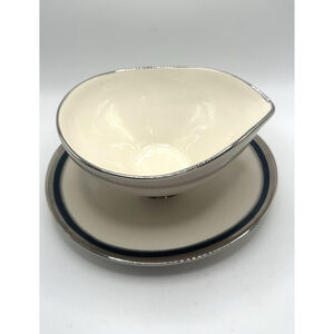 Reynolds Rare Fine China Bridal Veil by Shenango USA Gravy Boat Attached Plate